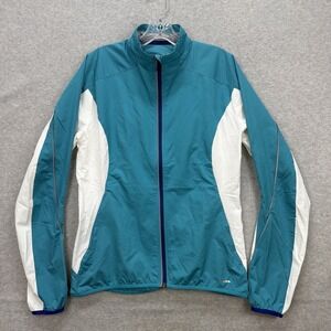 Salomon Windbreaker Jacket Womens‎ Medium Teal Clima Wind Full Zip Trail Running